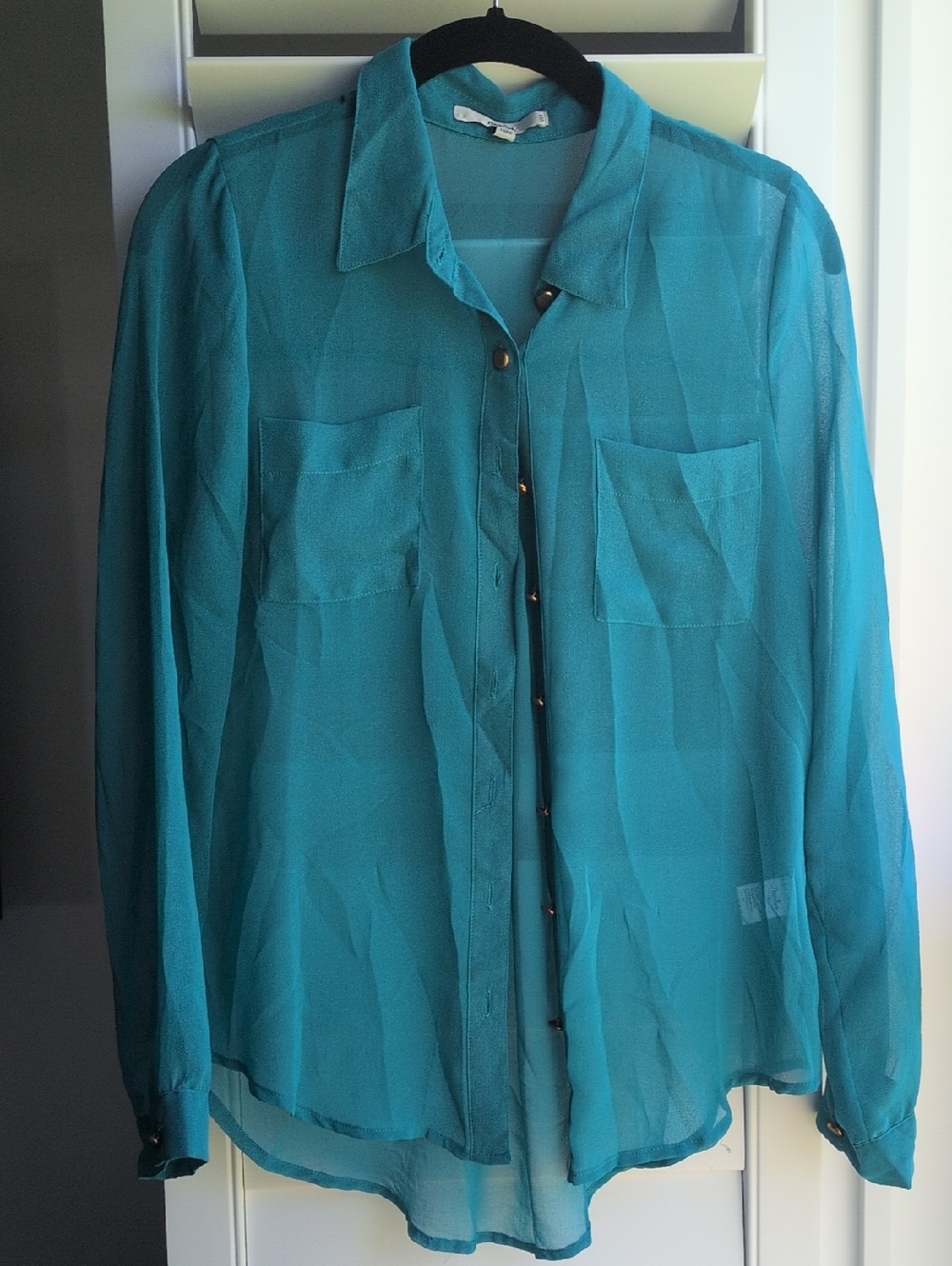 Teal Long-Sleeve Button-Front Shirt